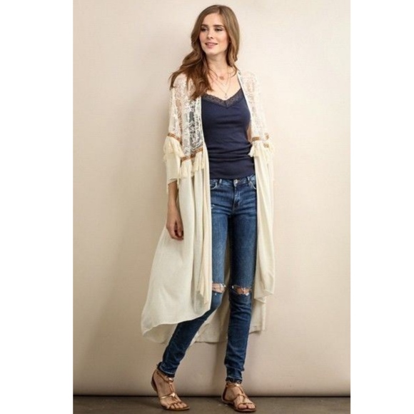 GORGEOUS Long Kimono Wrap Duster Cardigan New M L - Picture 2 of 8